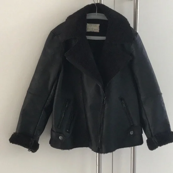 Zara girls faux leather biker jacket